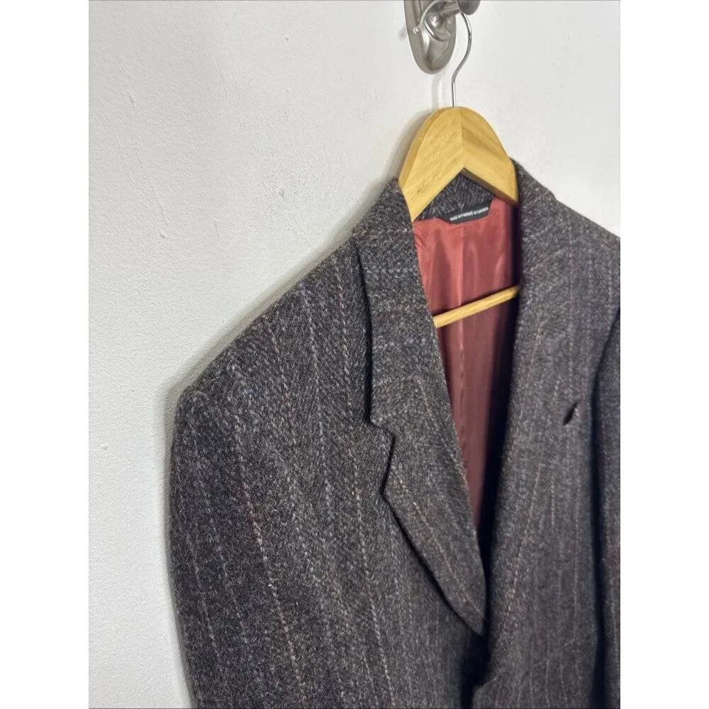 Harris Tweed Men 40L Tall Wool‎ Brown Blazer Sports Coat Moores Striped